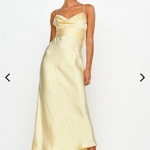 Selfie Leslie Cream Slip Midi Dress Spaghetti Strap